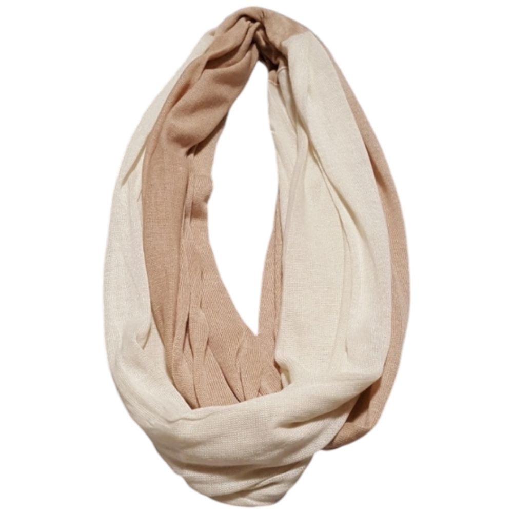 Maurices Womens Dual Neutral Tone Color Infinity Fashion Scarf Tan Cream